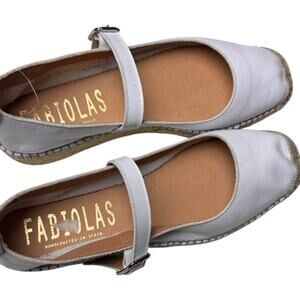 FABIOLAS Classy Buckle White MaryJane Low Heel Espadrilles  EU Sz 39/8.5